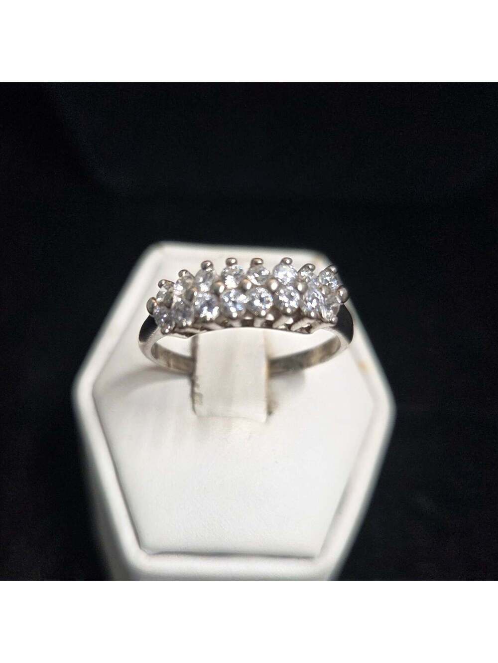Sterling Silver White Stone Cocktail Ring sz 10.5